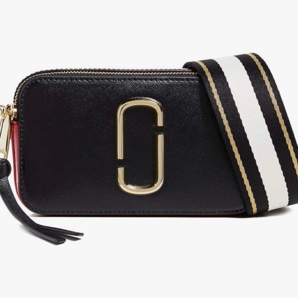 Marc Jacobs Black and Burgundy Snapshot Crossbody Bag